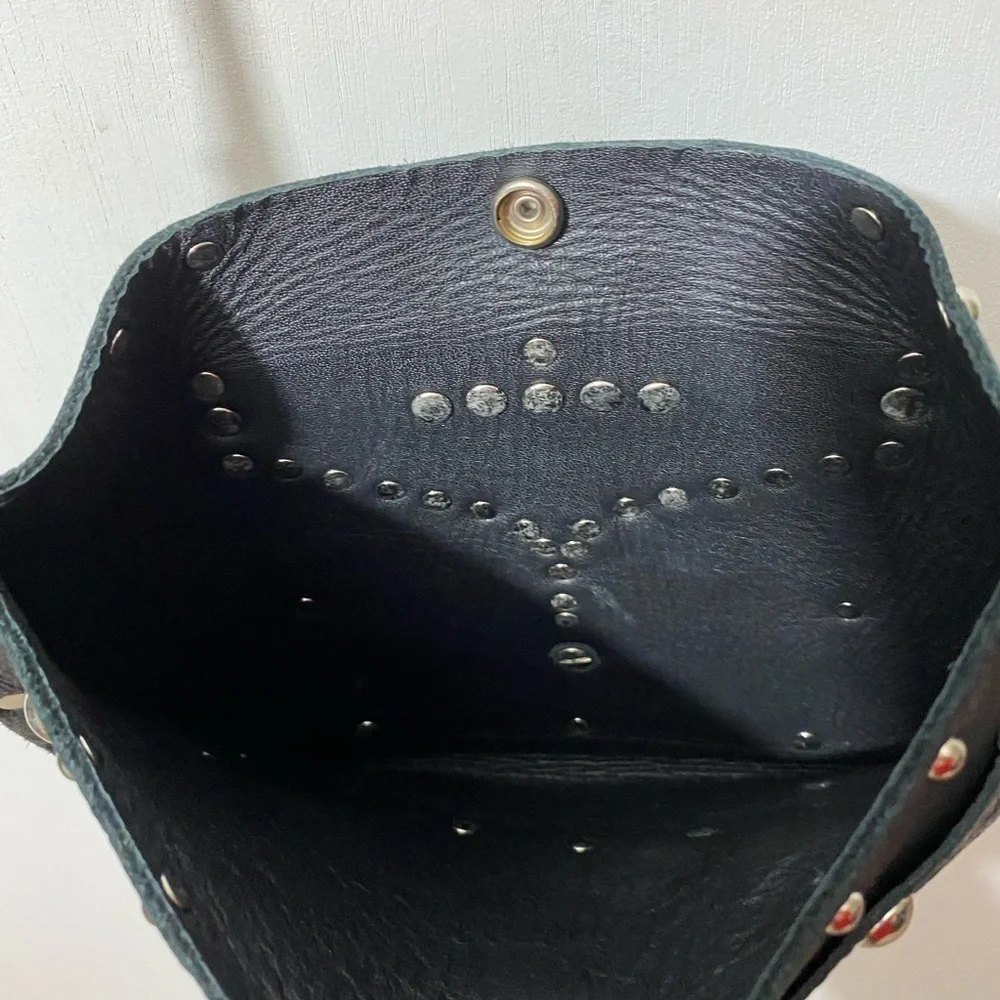 Huaracha Studios purse leather crossbody slim outer pocket studded